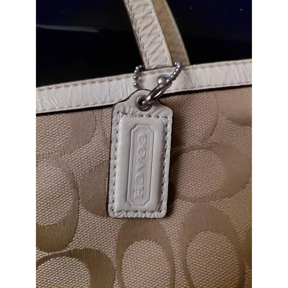 Coach Beige Signature Jacquard Canvas Mini Tote